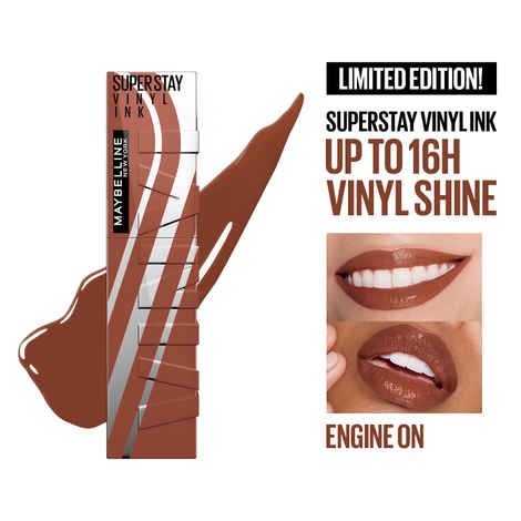 Buy Maybelline Super Stay Vinyl Ink High Shine Racing Liquid Lipstick | 16HR Transferproof | Helmet-proof, Wind-proof, Sweat-proof - Engine On, 4.2 gm - Purplle