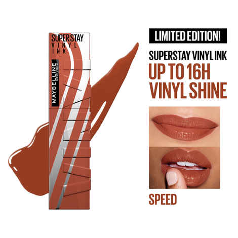 Buy Maybelline Super Stay Vinyl Ink High Shine Racing Liquid Lipstick | 16HR Transferproof | Helmet-proof, Wind-proof, Sweat-proof - Speed, 4.2 gm - Purplle