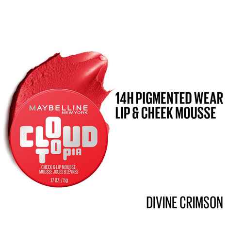 Buy Maybelline Cloudtopia Cheek & Lip Mousse Blush | Lightweight, Pigmented Mousse in Divine Crimson, 5 gm - Purplle