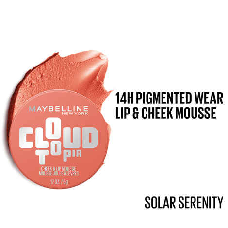 Buy Maybelline Cloudtopia Cheek & Lip Mousse Blush | Lightweight, Pigmented Mousse in Solar Serenity, 5 gm - Purplle