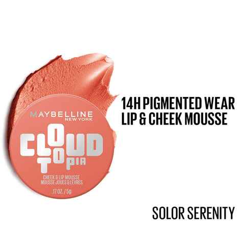 Buy Maybelline Cloudtopia Cheek & Lip Mousse Blush | Lightweight, Pigmented Mousse in Solor Serenity, 5 gm - Purplle