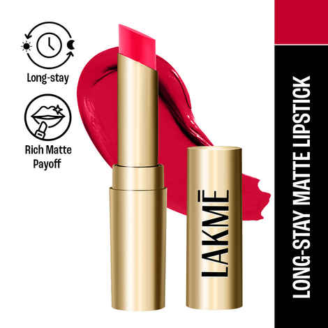 Buy LAKME Bejewel 3D Matte Slim Bullet Lipstick, with Vitamin E, for Hydrated Lips- Red Carnival- 3.4 gm - Purplle