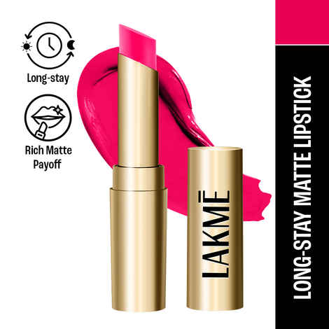 Buy LAKME Bejewel 3D Matte Slim Bullet Lipstick, with Vitamin E, for Hydrated Lips- Pink Passion- 3.4 gm - Purplle