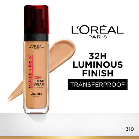 Buy L'Oreal Paris Infallible 32H Fresh Wear Foundation With Vitamin C & SPF 25, Luminous Coverage, 32H Longwear, Transfer-proof, Shade No 310, 30 ml - Purplle