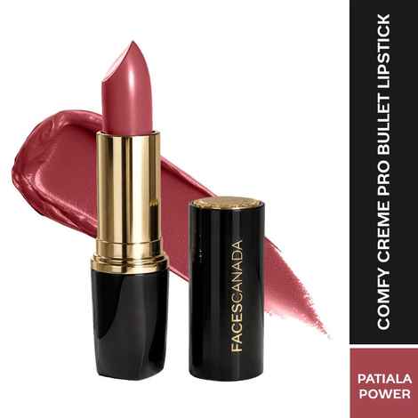 Buy FACES CANADA Comfy Creme Pro Bullet Lipstick - Patiala Power, 3.6 gm | Lightweight Formula | Glossy Creamy Finish | Buildable Color | Smooth Glide | Comfortable Wear | Tea Tree Oil & Vitamin E Infused - Purplle