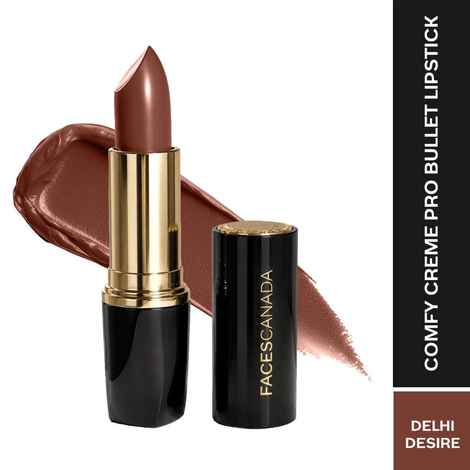 Buy FACES CANADA Comfy Creme Pro Bullet Lipstick - Delhi Desire, 3.6 gm | Lightweight Formula | Glossy Creamy Finish | Buildable Color | Smooth Glide | Comfortable Wear | Tea Tree Oil & Vitamin E Infused - Purplle