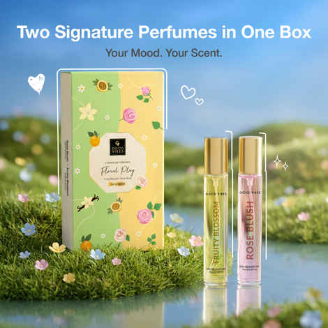 Buy Good Vibes Floral Play Signature Perfume Duo Gift Set | Fruity Blossom & Rose Blush Eau De Parfum | Long Lasting Mini Perfume Duo | Travel Size Fragrance Combo | Up to 10 Hours Wear | For Women | 15 ml x 2, Pack of 2 - Purplle