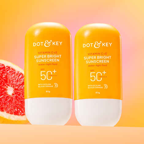 Buy Dot & Key Vitamin C + E Super Bright Sunscreen SPF 50++++ |No White Cast, WaterLight I UVA/B & Blue Light Protection I Better Vitamin D absorption | 80 gm - Pack of 2 - Purplle