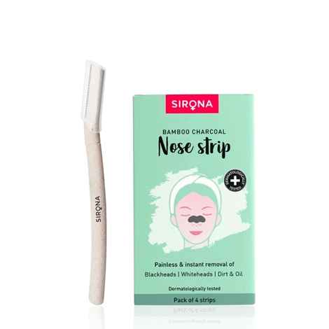 Buy Sirona Facial Care Combo – Reusable Blink & Glow Razor (1 pc) + Bamboo Charcoal Nose Strips (4 pcs) | Hair & Blackhead Removal Combo of 2 - Purplle