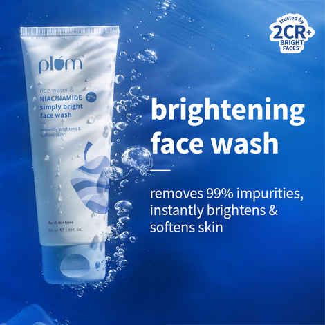 Buy Plum Simply Bright 2% Niacinamide Face Wash With Rice Water | Brightens Skin, Helps Fade Blemishes | Softens & Smoothens Skin | Gentle & Non-Drying | Women & Men | 100% Vegan | 50 ml - Purplle