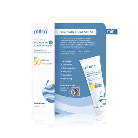 Buy Plum Rice Water & 2% Niacinamide Hybrid Sunscreen | 7 gm | Mini - Purplle