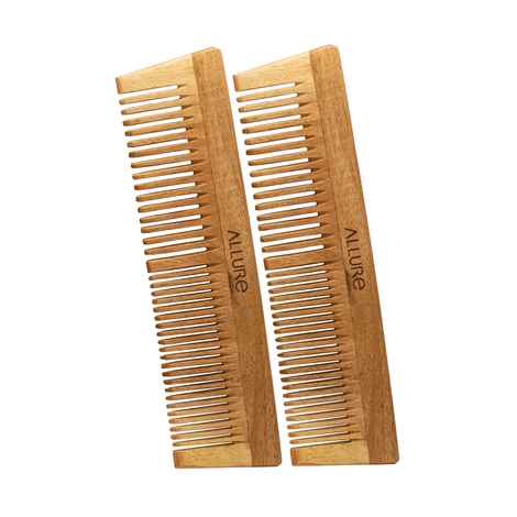 Buy Allure Neem Wood Pack of 2 Regular Hair Combs (CR-01) - Purplle