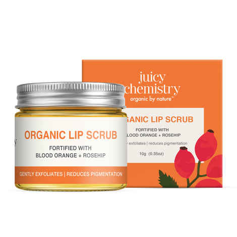 Buy Juicy Chemistry Organic Lip Scrub with Blood Orange & Rosehip, 10 gm | 100% Natural Exfoliating Lip Care | Brightens & Evens Lip Tone | Reduces Pigmentation | Dermatologically Tested | Certified Organic & Cruelty-Free - Purplle