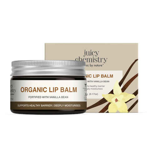Buy Juicy Chemistry Organic Lip Balm with Vanilla Bean, 5 gm | Deeply Moisturising & Nourishing Lip Care | Supports Healthy Lip Barrier | For Dry & Sensitive Lips | Dermatologically Tested | Cruelty Free & Veg - Purplle