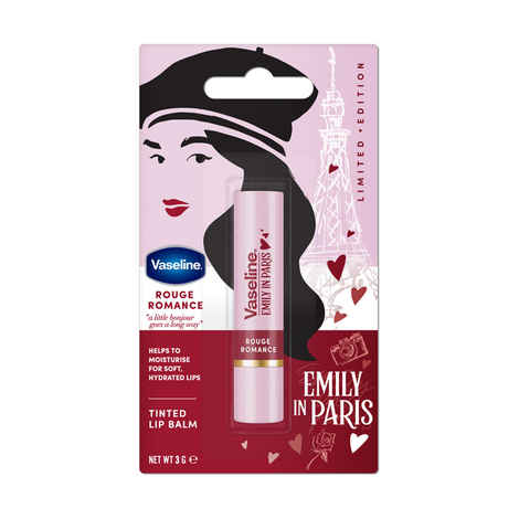 Buy Vaseline Rouge Romance Emily in Paris Limited Edition Red Tinted Lip Balm Stick 3 gm - Purplle