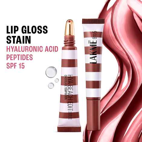 Buy Lakme 9 to 5 Hya Beach Edit Lip Gloss Stain - 1 Chocolate Temptation, Hydrating Lip Gloss, SPF 15,10 ml - Purplle