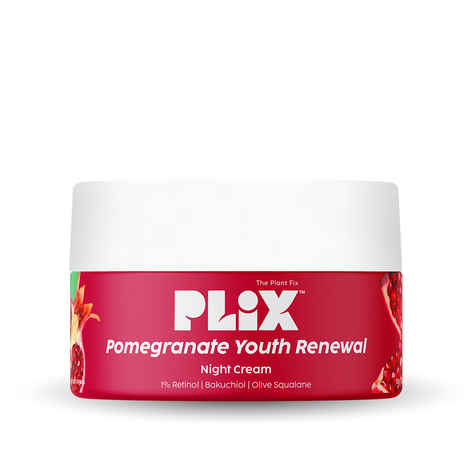 Buy PLIX Pomegranate Retinol Night Cream for Fine Lines & Wrinkles | 1.2% Retinol, 1% Bakuchi Oil & 2% Pentavitin | With Pomegranate Extract | Improves Skin Texture & Even Tone | 48 gm - Purplle