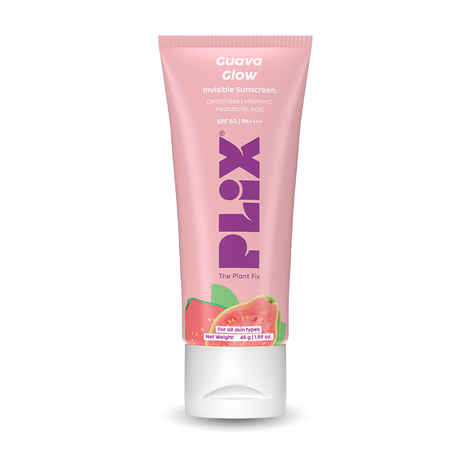 Buy PLIX Guava Glow Invisible Dewy Sunscreen SPF 50 PA+++ | With SunCat DE™, Vitamin C & Ceramide 11 | No White Cast | Hydrating & Brightening Sun Protection | 45 gm - Purplle