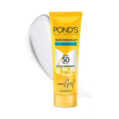 Buy Ponds Sun Miracle SPF 50 PA+++ Ultra Light Gel Sunscreen - Protect & Hydrate, With Cera-Hyamino,50 gm - Purplle