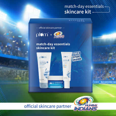 Buy Plum X Mumbai Indians Match-day Combo | CMS routine Skin Care Kit for beginners - Combo of 3 - Purplle