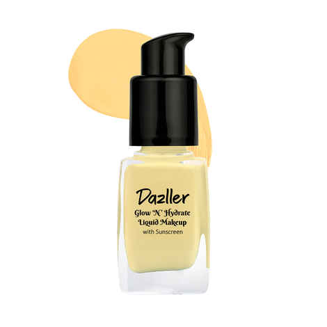 Buy Dazller Glow n Hydrate Liquid Makeup Foundation| Lightweight | Buildable Coverage | Creamy Matte | Deep Hydration Formula | Mess-free Airless Pump | Added Sunscreen | Spiced Sand | 27 ml - Purplle