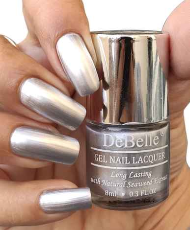 Buy DeBelle Gel Nail Lacquer Chrome Silver Metallic Silver Nail Polish - 8 ml - Purplle