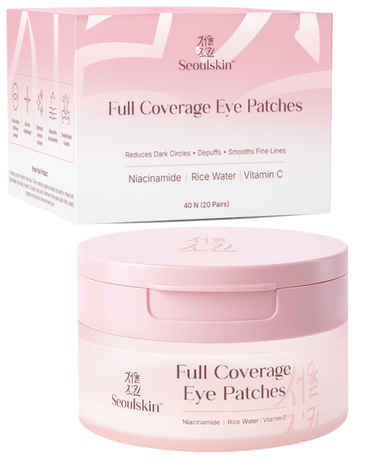 Buy Seoulskin Full Coverage Eye Patches | Treats Dark Circles, Fine Lines, and Wrinkles | 360° Coverage for Hydration, Firming & Elasticity | Full Coverage Eye patches for lazy and puffy eyes | With Niacinamide, Rice Water and Vitamin C | 40 Pc - Purplle