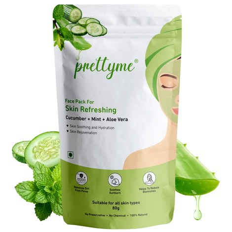 Buy Prettyme Cucumber, Mint & Aloe Vera Powder Face Pack for Skin Refresh & Hydration, 80 gm - Purplle