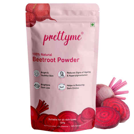 Buy Prettyme Natural Beetroot Powder For Skin, Hair & Lips | Face Pack for Skin Glowing & Nourishing, 100 gm - Purplle