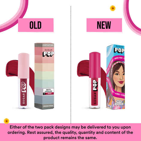 Buy SUGAR POP Matte Lipcolour - 14 Brick (Red with hints of orange) – 2.5 ml l Non-Drying, Smudge Proof, Long Lasting - Purplle
