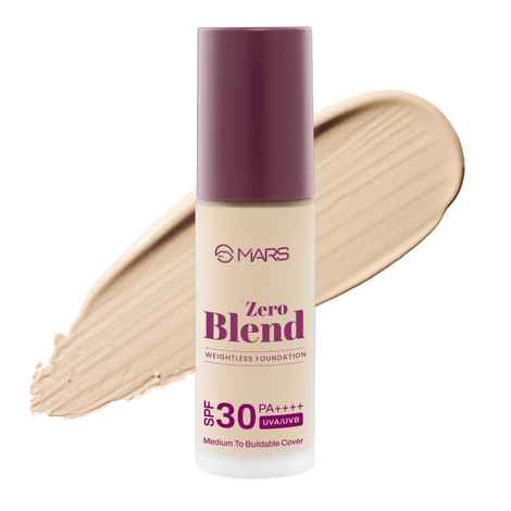 Buy MARS SPF30 PA++++ Zero Blend Weightless Liquid Foundation for Makeup ( 30 ml ) (03-CASHEW DELIGHT) | Lightweight & Long-Lasting | Matte Finish | Buildable Coverage | Sweat-Proof | Hydrating Formula - Purplle