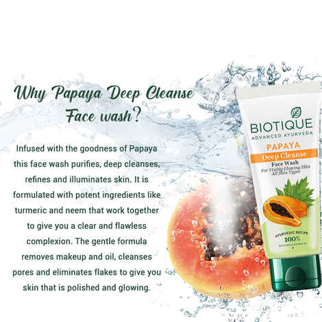 Buy Biotique Papaya Deep Cleanse Face Wash (100 ml X 2) - Purplle