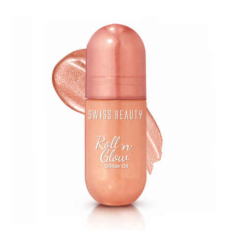 Buy Swiss Beauty Roll 'n' Glow Glitter Oil | Instant Shine - 13.5 ml, Roll 'n' Rose - Purplle
