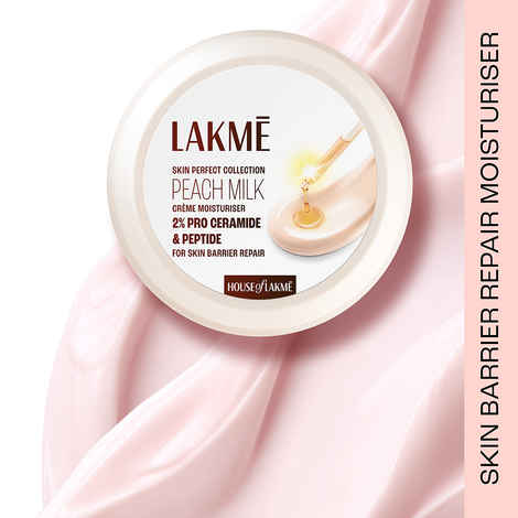 Buy Lakme Peach Milk Creme Moisturiser with 2% Pro-Ceramide & Peptides | Repairs Damaged Skin Barrier & Gives Intense Hydration | For Dry Skin, Normal Skin & Sensitive Skin 50 gm - Purplle