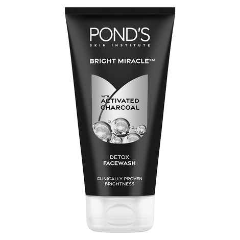 Ponds Bright Miracle Detox Facewash with 10X Power of Charcoal |Detoxifies Skin | 150 gm