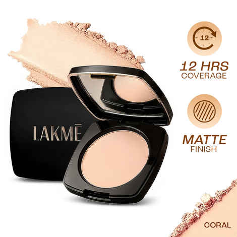 Buy Lakme Forever Matte Compact, with Vitamin E & C, Compact Powder, 9 gm for Smooth Finish, Coral - Purplle