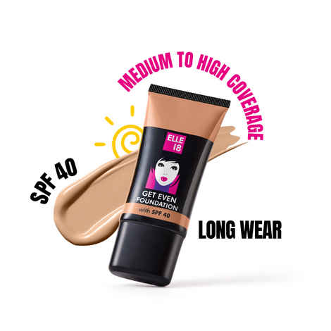 Buy Elle18 Get Even Foundation, Natural Shell, Matte Finish with SPF 40, Infused with Vit E| 27 ml - Purplle