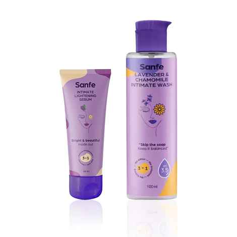 Buy Sanfe Intimate Care Duo (Intimate Lightening Serum 50 gm with Kojic Acid & Mulberry + Natural 3-in-1 Intimate Wash Lavender & Chamomile 100 ml) - Combo of 2 - Purplle