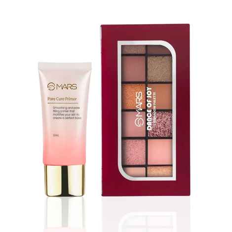 Buy MARS Smooth Finish Duo - MARS 12 Shades Dance of Joy Eyeshadow Palette 13.2 gm , MARS Pore Cure Primer 30 ml Combo of 2 - Purplle