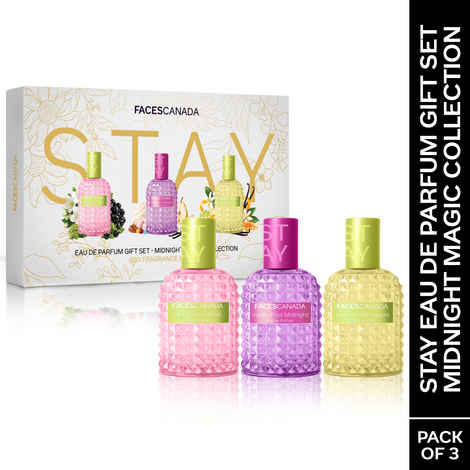 Buy FACES CANADA Stay Eau de Parfum Gift Set - Midnight Magic Collection, 60 ml (20 ml x 3) | From Day To Night Long-Lasting Perfume | Elegant Daily Scent | Gifts for Women | For Every Mood & Occasion | Premium Fragrance - Purplle