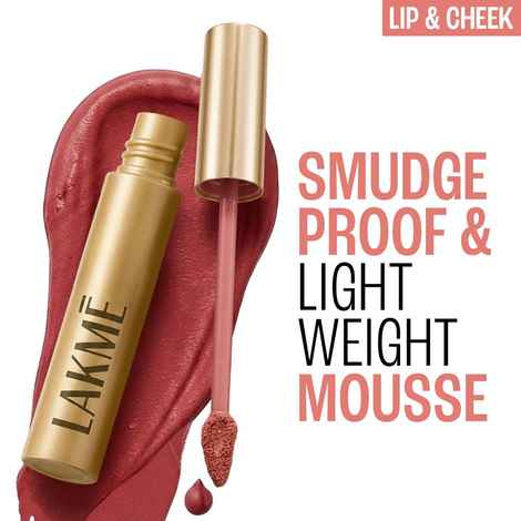 Buy Lakme Double Duty Lip & Cheek Mousse Matte Lipstick & Soft Blush, Burgundy Lush, 9 gm - Purplle