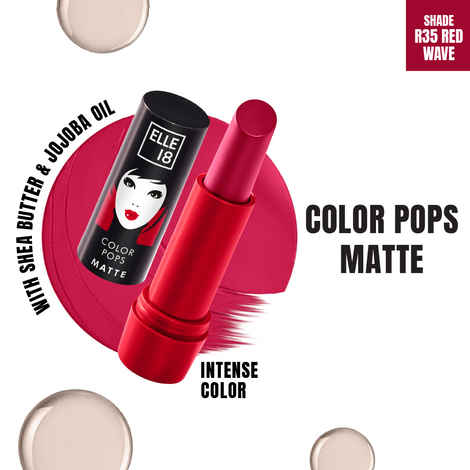 Buy Elle 18 Color Pops Matte Lipstick, Red Wave, Moisturising, Infused with Jojoba Oil | 4.3 gm - Purplle