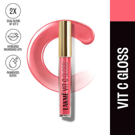 Buy Lakme Superglow with Vit C Lip Gloss, 2.5 ml, for Plump Lips, PeachNude - Purplle