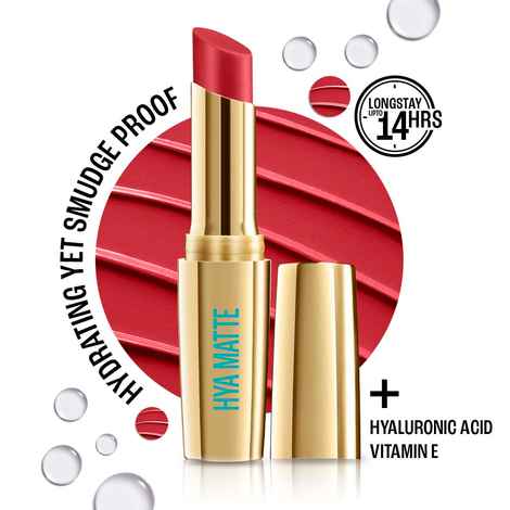 Buy Lakme 9to5 Hya Matte Lipstick With Hyaluronic Acid & Vitamin E, Hydrating, Smudge Proof, Long-lasting Up To 14Hrs - CEO Red - 3.6 gm - Purplle