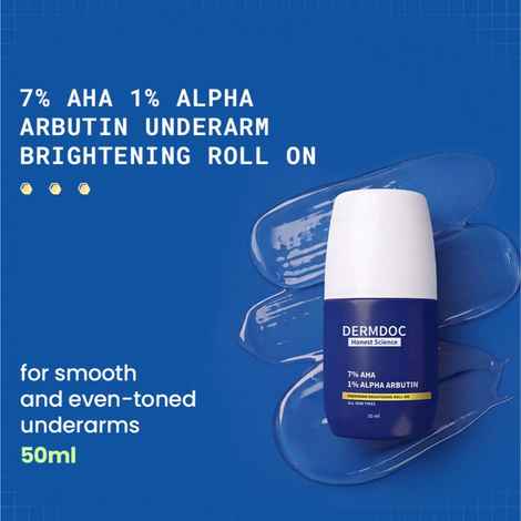 Buy Dermdoc 7% AHA & 1% Alpha Arbutin Underarm Brightening Roll - On | Reduces Body Odor & Fades Pigmentation | For Smooth & Even Toned Underarms | Non Sticky & Quick Drying Formula | 50 ml - Purplle