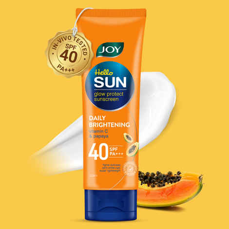 Buy Joy Hello Sun Daily Brightening Sunscreen SPF 40 (100 ml) | 97% Sun Protection, Prevents Skin Darkening | Lightweight, Water Resistant | No White Cast | For All Skin Types - Purplle