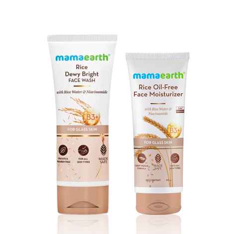 Buy Mamaearth Rice Oil-Free Face Moisturizer With Rice Water & Niacinamide for Glass Skin + Rice Face Wash With Rice Water & Niacinamide for Glass Skin, Skincare kit, Combo of 2 - Purplle
