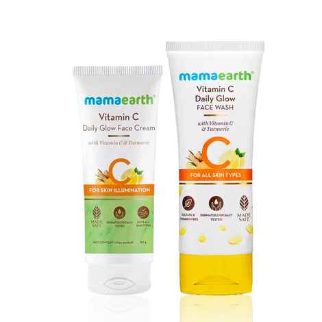 Buy Mamaearth Vitamin C Face Wash With Vitamin C And Turmeric For All Skin Types + Vitamin C Daily Glow Face Cream With Vitamin C & Turmeric for Skin Illumination, Skincare kit, Combo of 2 - Purplle