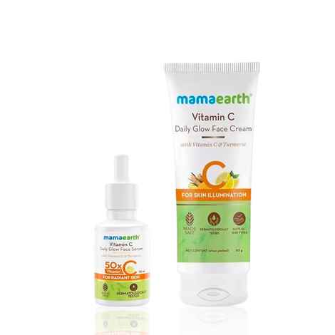 Buy Mamaearth Vitamin C Daily Glow Face Cream With Vitamin C & Turmeric for Skin Illumination + Vitamin C Daily Glow Face Serum with Vitamin C & Turmeric For Radiant Skin Skincare kit, Combo of 2 - Purplle