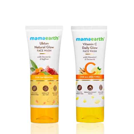 Buy Mamaearth Vitamin C Face Wash With Vitamin C And Turmeric For All Skin Types + Ubtan Natural Face Wash For All skin type With Turmeric & Saffron For Tan Removal And Skin Brightening Skincare kit, Combo of 2 - Purplle